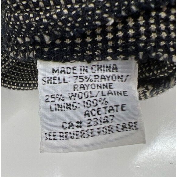 Talbots Button Front Shirt Sz L Wool Blend Checkered Collared Black White - Picture 5 of 11